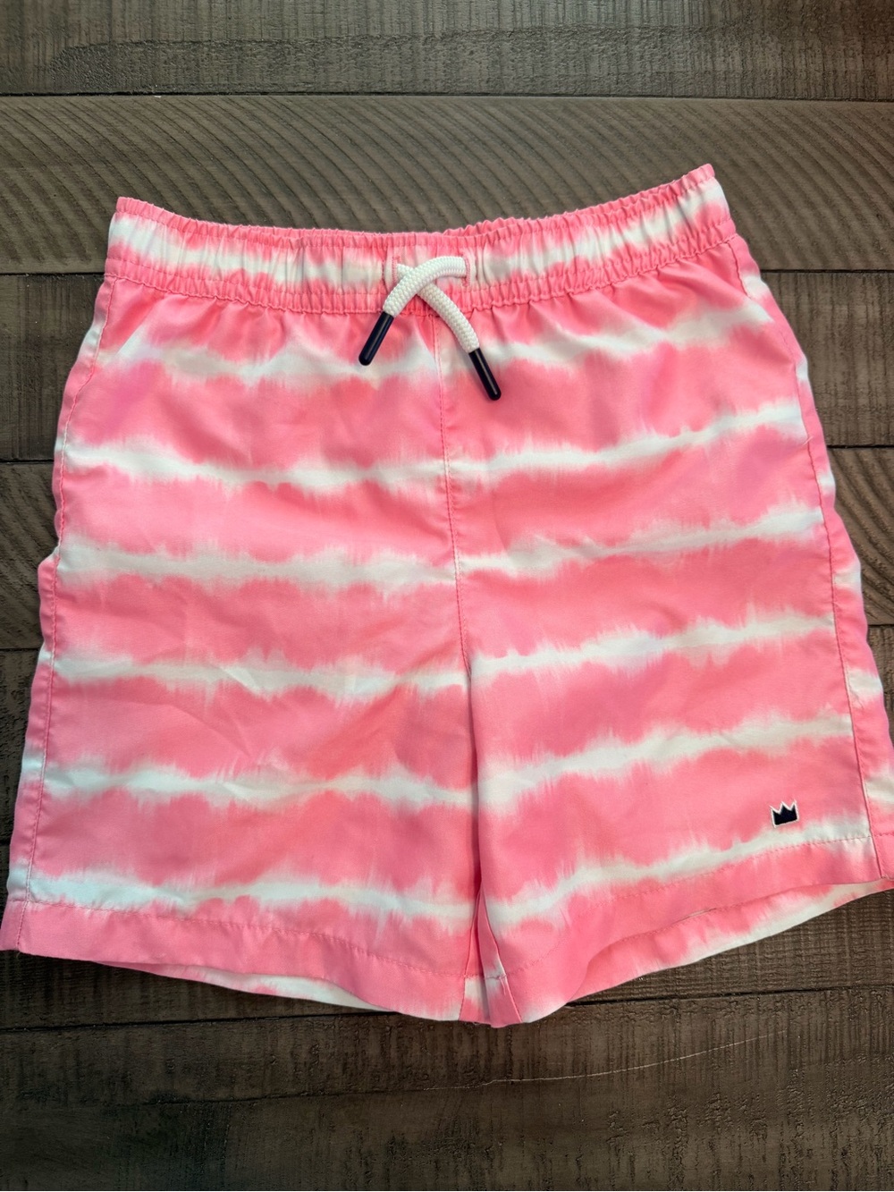 Crown & Ivy Boys Pink and White Tie-Dye Swim Shorts